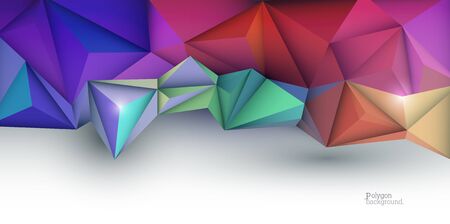 Vector Abstract 3D Geometric, Polygon ( polygonal ), Triangle pattern shape. Multicolored, blue, purple, yellow and green background.のイラスト素材