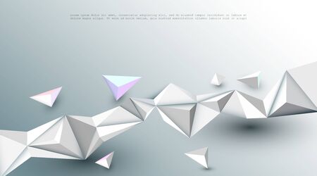 Vector 3D Geometric, Polygon, Line,Triangle pattern shape for wallpaper or background. Illustration low poly, polygonal design with white gray color. Abstract science, futuristic, web, network conceptのイラスト素材
