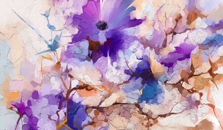 Abstract colorful oil, acrylic painting of spring flower.の写真素材