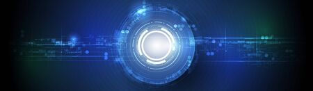 Vector banner design circuit board with circle. Illustration Abstract modern futuristic,...