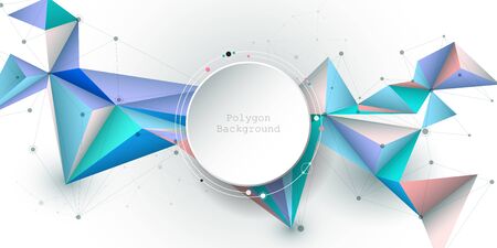 Illustration Abstract 3d paper circle with molecules, lines, geometric, polygon, triangle pattern....