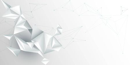 Abstract Molecules with line, node, geometric, low poly, polygon and triangleのイラスト素材