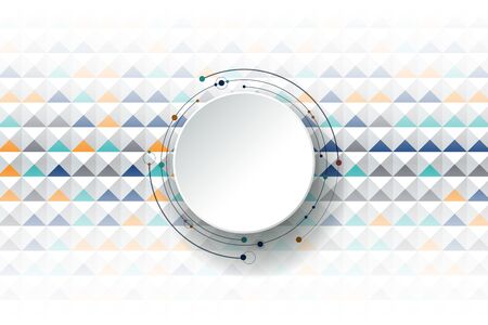 Illustration Abstract 3d paper circle with molecules, lines, geometric, polygon, triangle pattern.のイラスト素材