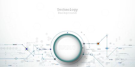 Vector design 3d paper circle with circuit board. Illustration Abstract modern futuristic, engineering, science, technology background. Hi tech digital connect, communication, high technology conceptのイラスト素材
