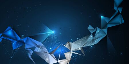 Vector 3D Illustration Geometric, Polygon, Line,Triangle pattern shape with molecule structure....