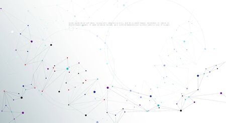 Illustration Abstract Molecules with Lines, Geometric, Polygon, Triangle pattern. Vector design network communication technology on white gray color background. Futuristic- digital science technology conceptのイラスト素材