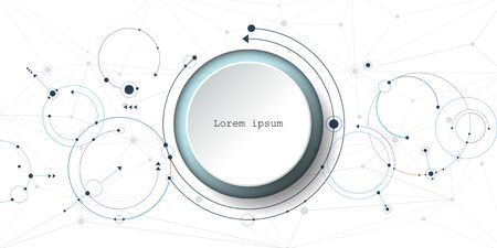 Vector illustration abstract molecules and communication, social media technology concept with 3D paper label circles design and space for your content, business, social media,network and web designのイラスト素材
