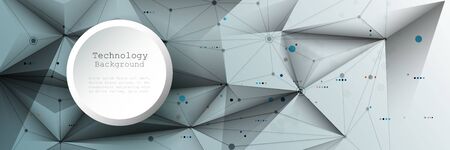 Illustration Abstract 3d paper circle with molecules, lines, geometric, polygon, triangle pattern....