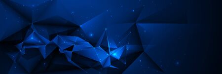 Vector 3D Illustration Geometric, Polygon, Line,Triangle pattern shape with molecule structure. Polygonal with blue background. Abstract science, futuristic, network connection conceptのイラスト素材