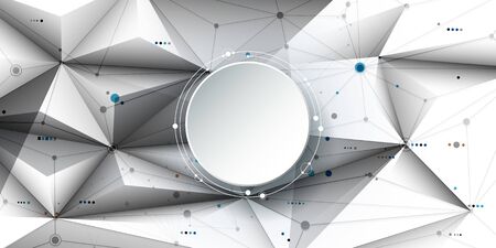 Vector illustration abstract molecules and communication, social media technology concept with 3D paper label circles design and space for your content, business, social media,network and web designのイラスト素材