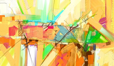 Abstract colorful oil painting on canvas texture.の写真素材