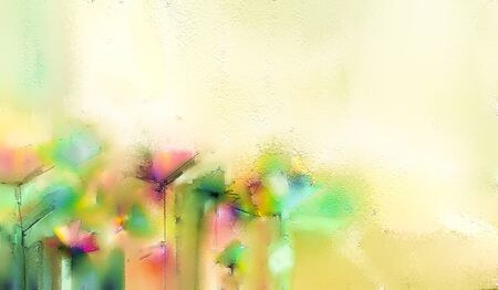 Abstract colorful oil, acrylic painting of spring flower.の写真素材