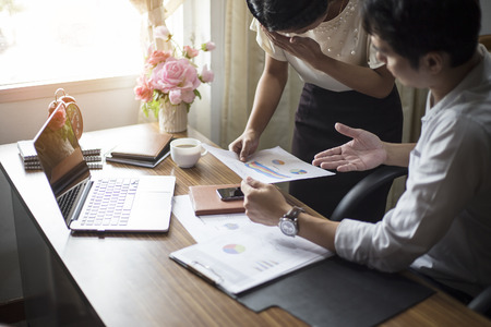 Secretary visual presentation for your boss to sign approval.の写真素材
