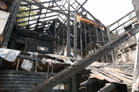 The old house is on fire,Conflagrationの写真素材