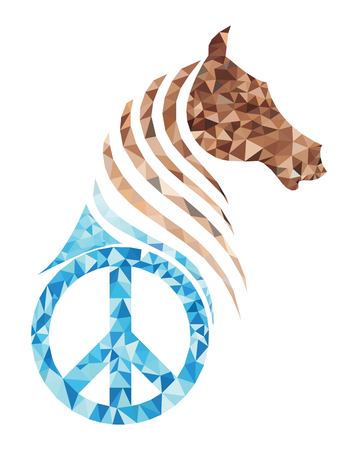 Polygon horse with peace symbol in a conceptual illustration designのイラスト素材