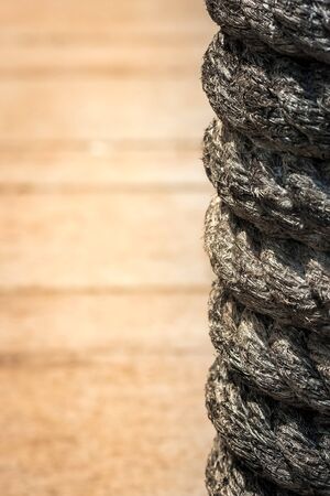 Coiled rope on the waterfront