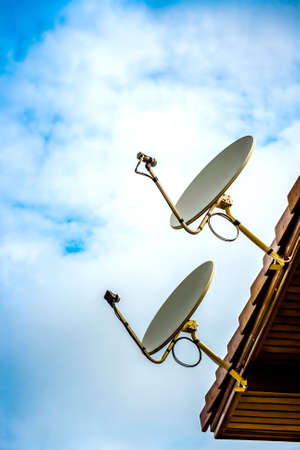 Satellite pair on the roofの写真素材