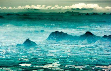 Views of the countryside looked beautifulの写真素材