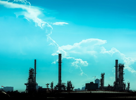 oil refinery with beautiful cloudsの写真素材