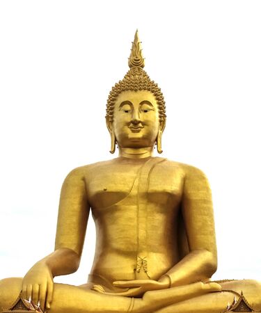 Great golden buddha statue sitting in meditationの写真素材