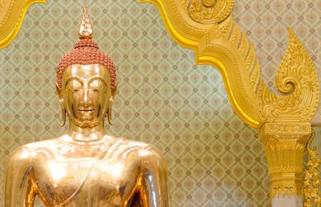 Golden Buddha image in Thai templeの素材