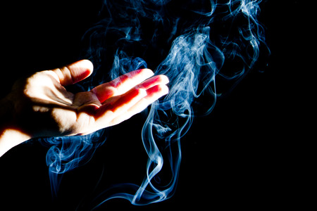 smoke on black backgroundの写真素材