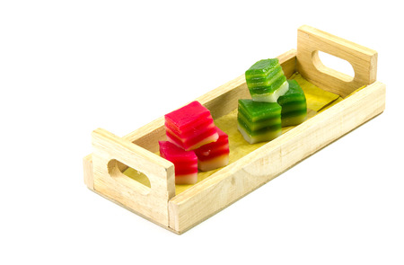 Khanom Chan or Thai sweetmeat is a kind of sweet Thai dessert.の写真素材