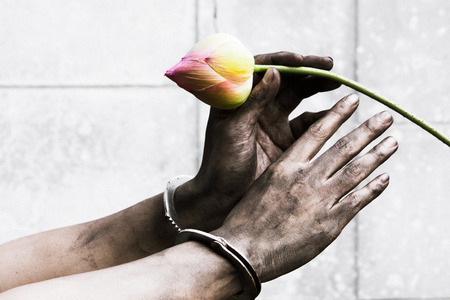 Imprisoned handの写真素材