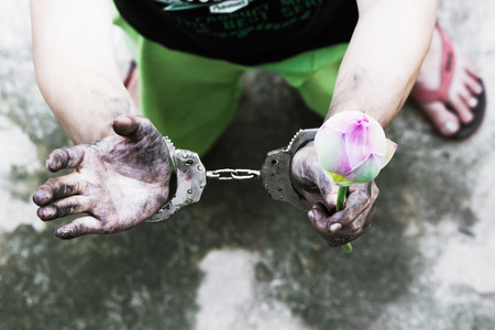 Imprisoned handの写真素材