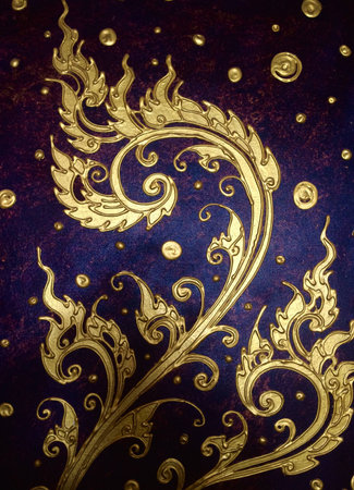 Golden patterns on black backgroundの素材