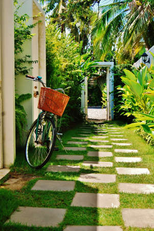 Bike in the gardenの写真素材