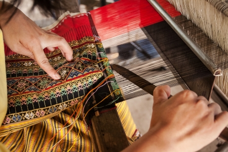 Process of weaving, dyeing, weaving ancient Thailand as silk