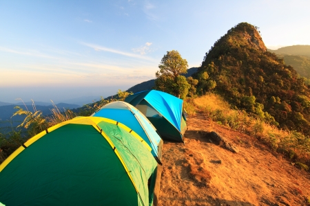 The high mountain campingの写真素材