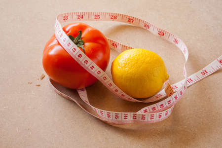 Fruits, vegetables, weight loss, and health care の写真素材