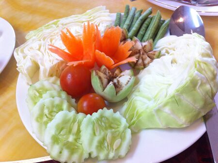 Thai Chili Sauce with vegetable foods.の素材