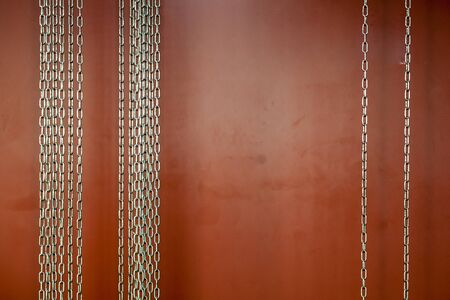 Steel chains strung and hung up.の写真素材