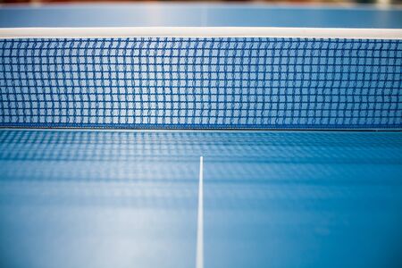 Table tennis net, blue spruce was spread.の写真素材