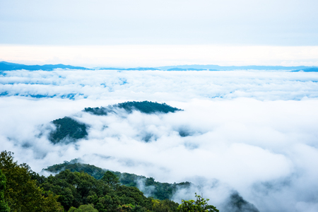 Sea fog on Doi Ang Khang, Chiang Mai, Thailand's highest mountain.の写真素材