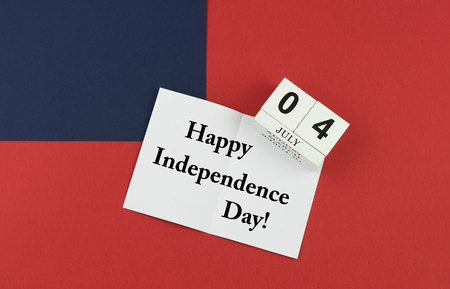 Abstract American flag with date on calendar 4 st July and greeting card with Happy Independence day...