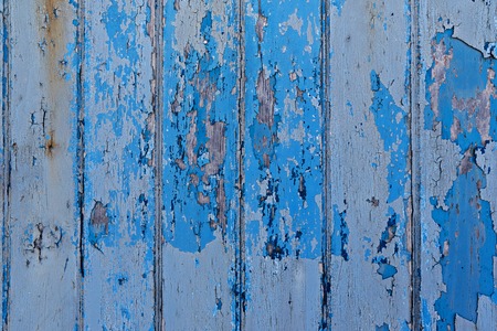 Vintage painted wooden background wall blue color, close up natural textureの写真素材