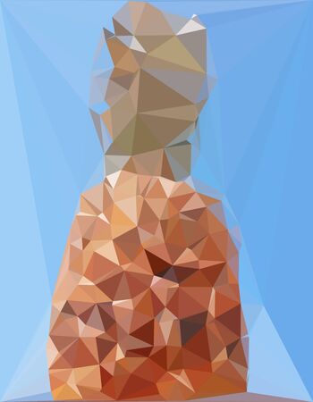 Abstract polygonal triangle pineapple on blue background. Surreal minimalist styleの写真素材