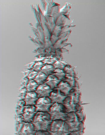 Abstract black and white pineapple with digital signal glitch effect. Surreal minimalist styleの写真素材