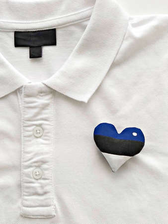 handmade clover leaf brooch on white background. Celebrating Saint Patrick's Day Conceptの写真素材