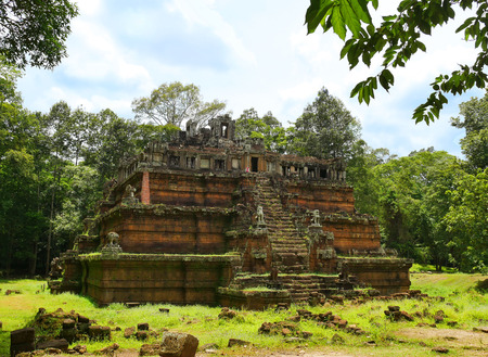 Historical ruins of the Phimeanakas temple at Angkor Thom in Siem Reap, Cambodiaの写真素材