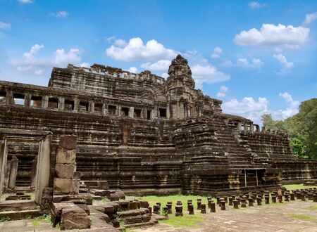 Ancient Khmer temple at the Baphuon Temple in Angkor Thom, Siem Reap, Cambodia.の写真素材