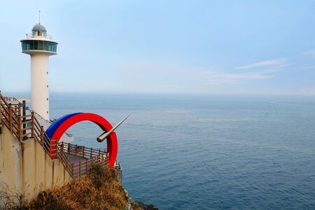 Busan, South Korea - November 3, 2017 : Yeongdo Lighthouse at Taejongdae natural park in Busan, South Korea.のeditorial素材