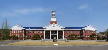 Daegu, South Korea - 6 April, 2019: Classic building at Keimyung University in Daegu, South Korea. Keimyung University was founded in 1954 by an American missionary as a Christian university.のeditorial素材
