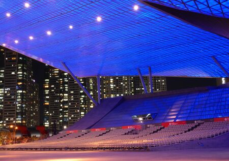 Busan, South Korea - 1 April, 2019: Movie theater with empty seats at Busan Cinema Center. Busan Cinema Center is the official venue of the Busan International Film Festival (BIFF)のeditorial素材