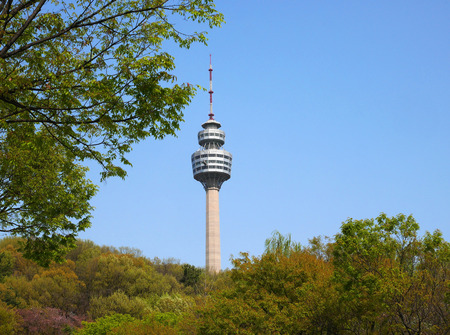 Daegu Tower at Duryu park is a landmark of Daegu city, South Korea.のeditorial素材