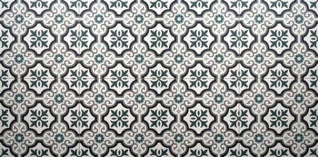 Vintage floral pattern ceramic tiles floor decoration texture and background.
